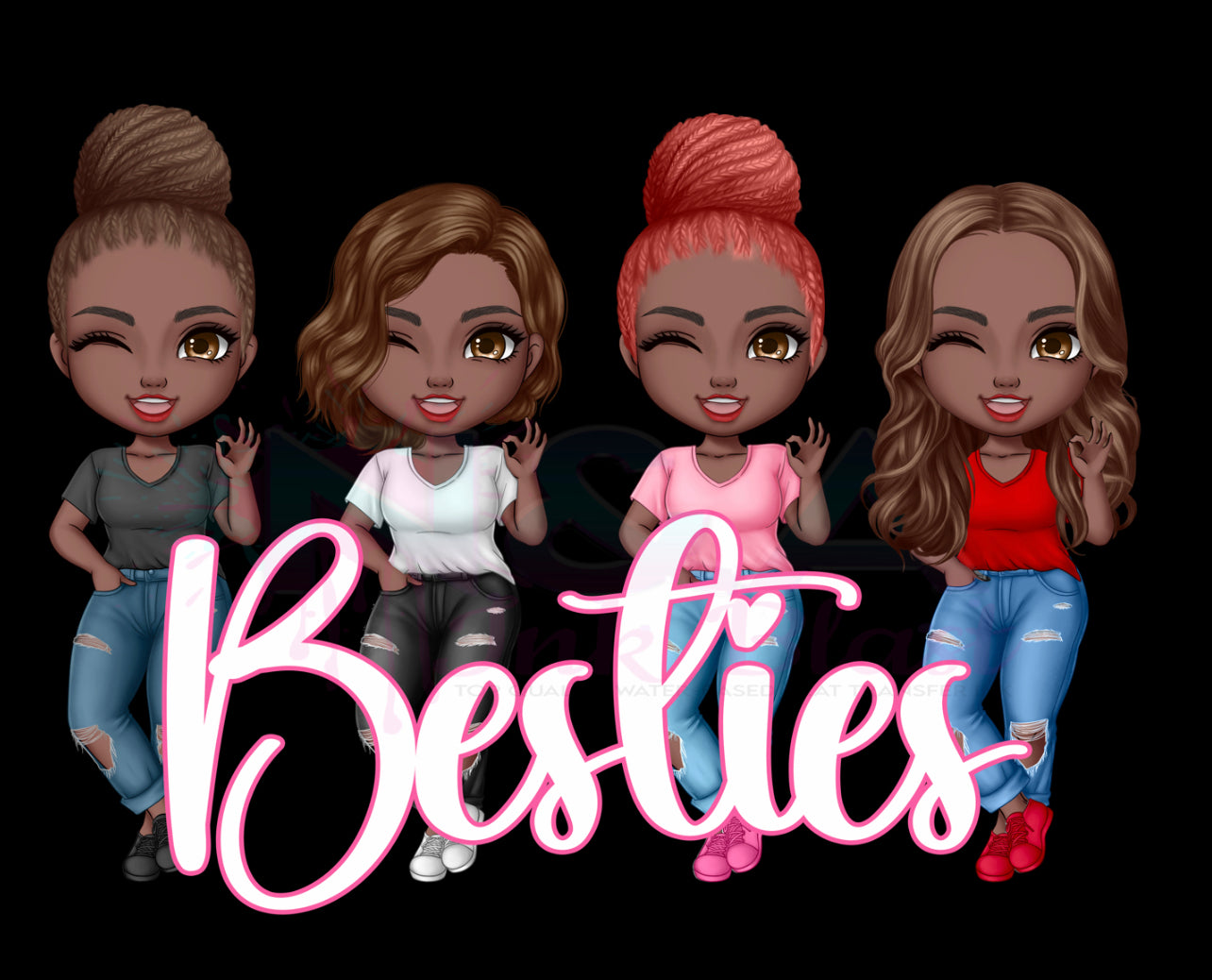 Besties/Sisters (PNG) Includes 6 Files 2, 3 & 4 Sisters